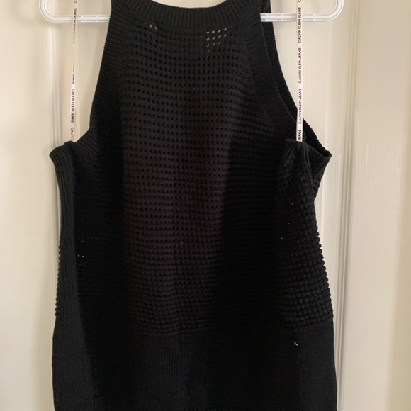 Calvin Klein Jeans Sleeveless Knit Halterneck Sweater Top — Black (US XL) - Picture 2 of 5